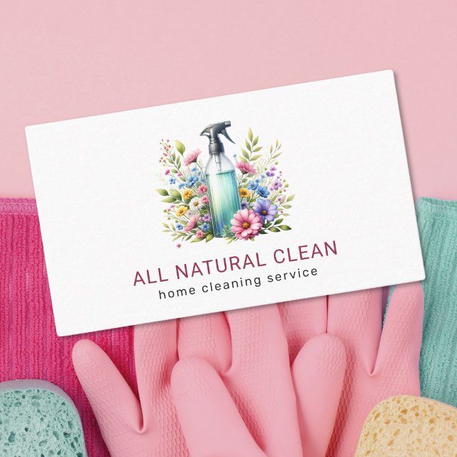 Carte De Visite Service de nettoyage de la maison Floral naturel (Créateur téléchargé)