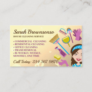 Carte De Visite Service de nettoyage de la maison Janitorial Bubbl