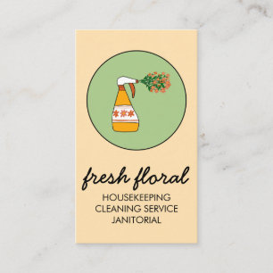 Carte De Visite Service de nettoyage de la maison Spray Bottle Flo