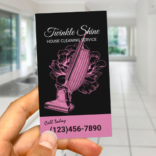 Carte De Visite Service de nettoyage de maison Aspirateur floral r