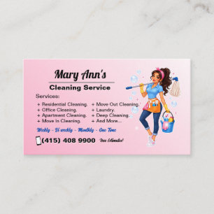 Carte De Visite Service de nettoyage de maison Bande dessinée Maid