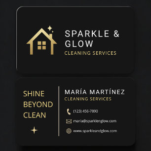 Carte De Visite Service de nettoyage de maison Black Gold Professi
