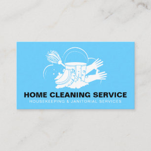 Carte De Visite Service de nettoyage de maison bleu femme de ménag
