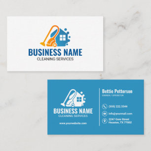 Carte De Visite Service de nettoyage de maison bleu orange