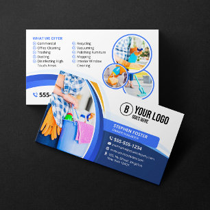 Carte De Visite Service de nettoyage de maison Blue Orange