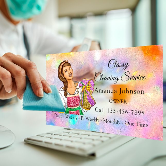 Carte De Visite Service de nettoyage de maison classique Parties s (Classy House Cleaning Service Maid Glitter Spark Business Card)