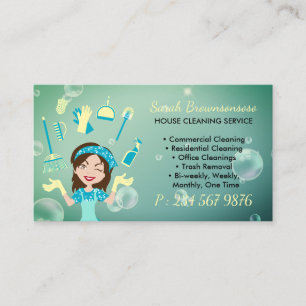 Carte De Visite Service de nettoyage de maison de femme de chambre