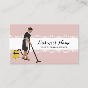 Carte De Visite Service de nettoyage de maison de femme rose