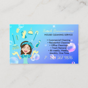 Carte De Visite Service De Nettoyage De Maison Maid De Cartoon Vio