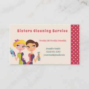 Carte De Visite Service De Nettoyage De Maison Maid De Cute Polka 