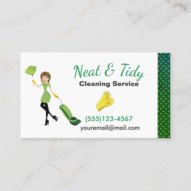Carte De Visite Service De Nettoyage De Maison Maid Vert (Devant)