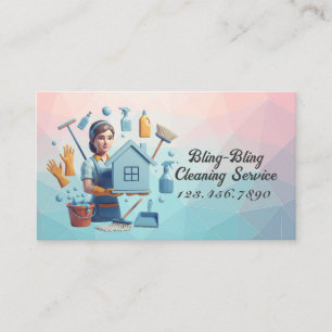 Carte De Visite Service de nettoyage de maison moderne et de ménag