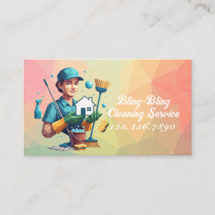 Carte De Visite Service de nettoyage de maison moderne et de ménag