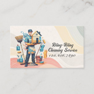 Carte De Visite Service de nettoyage de maison moderne ménage