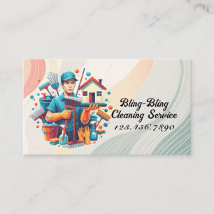 Carte De Visite Service de nettoyage de maison moderne ménage