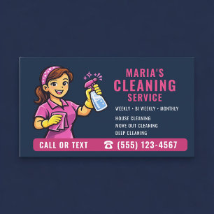 Carte De Visite Service de nettoyage de maison Navy Blue Maid