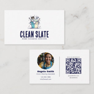 Carte De Visite Service de nettoyage de maison personnalisé QR Pho