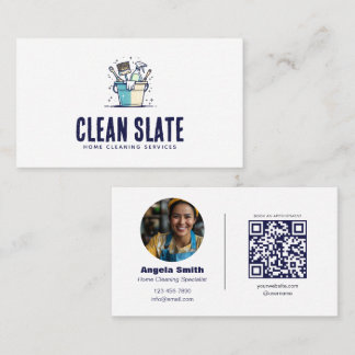 Carte De Visite Service de nettoyage de maison personnalisé QR Pho