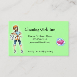 Carte De Visite Service de nettoyage de maison pour filles de dess