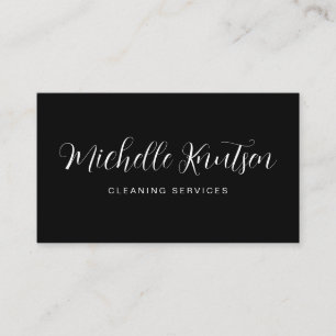 Carte De Visite Service de nettoyage de maison professionnel noir