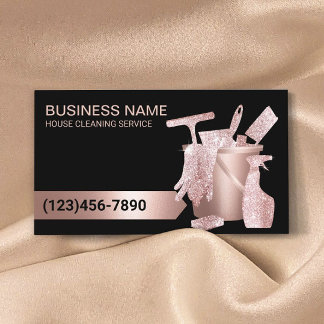 Carte De Visite Service de nettoyage de maison professionnel Rose
