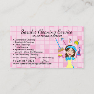 Carte De Visite Service de nettoyage de maison Square Maid Janitor