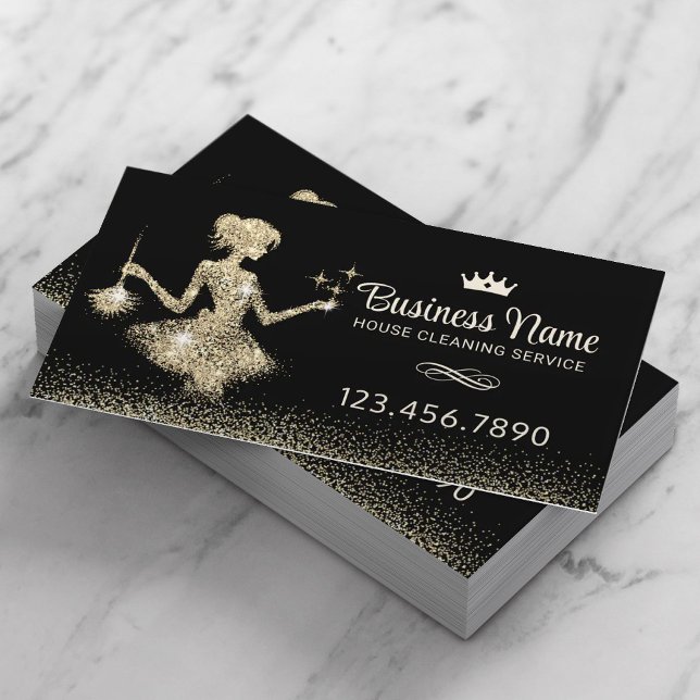 Carte De Visite Service de nettoyage des domestiques Royal Gold Sp (Créateur téléchargé)