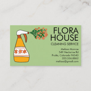 Carte De Visite Service de nettoyage des maisons florales Spray Bo