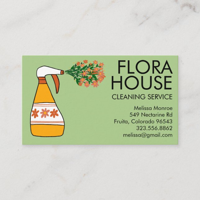 Carte De Visite Service de nettoyage des maisons florales Spray Bo (Devant)
