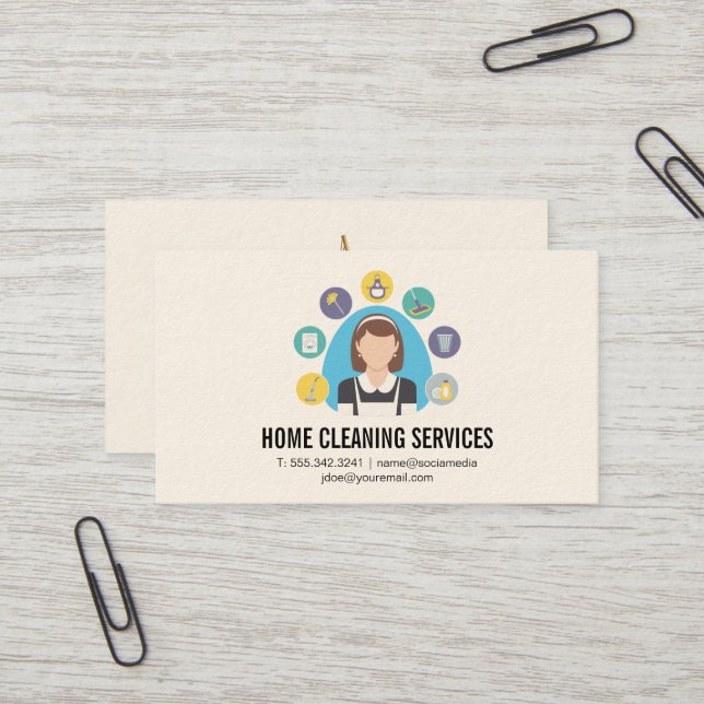 Carte De Visite Service de nettoyage des maisons | Travailleur de  (Devant/Arrière en situation)
