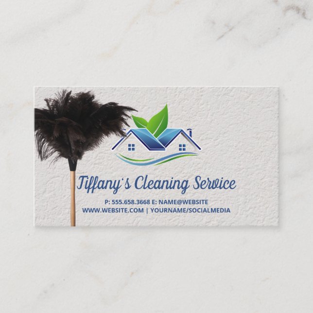 Carte De Visite Service de nettoyage | Duster | Logo de la maison (Devant)