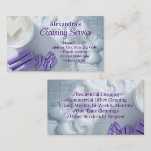 Carte De Visite Service de nettoyage élégant Purple Suds Entretien