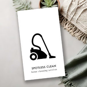 CARTE DE VISITE SERVICE DE NETTOYAGE EN VACUM SIMPLE BLANC NOIR