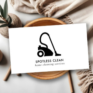 CARTE DE VISITE SERVICE DE NETTOYAGE EN VACUM SIMPLE BLANC NOIR