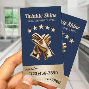 Carte De Visite Service De Nettoyage Gants D'Or Maid