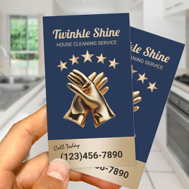 Carte De Visite Service De Nettoyage Gants D'Or Maid (Créateur téléchargé)