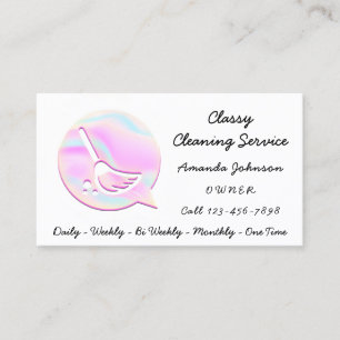 Carte De Visite Service de nettoyage Holographe domestique Logo de