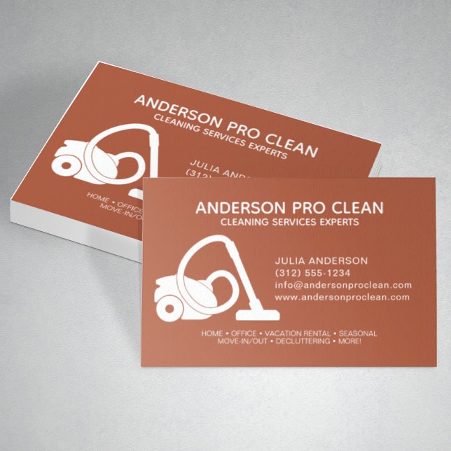 Carte De Visite Service de nettoyage Home & Office Pro Terracotta (Créateur téléchargé)