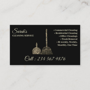 Carte De Visite Service de nettoyage Janitorial gold sparkle fémin