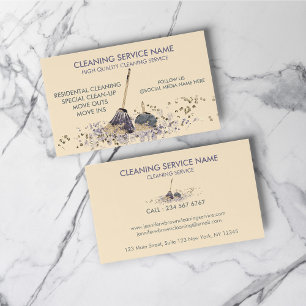 Carte De Visite Service De Nettoyage Janitorial Sale Beige Classy