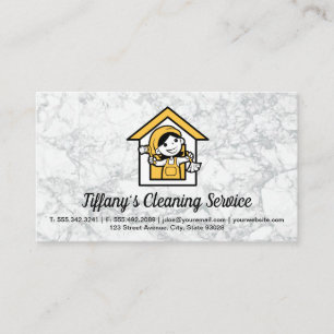 Carte De Visite Service de nettoyage   Logo de la domestique