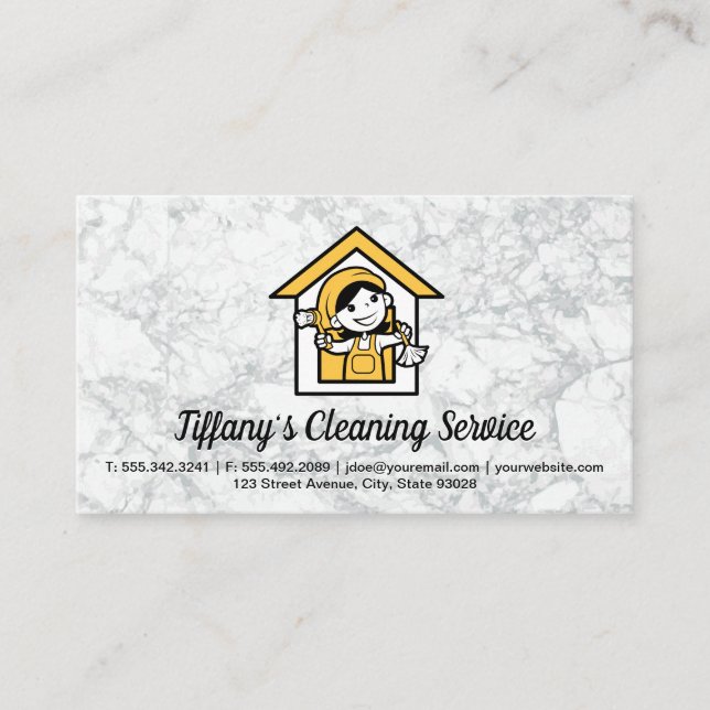 Carte De Visite Service de nettoyage | Logo de la domestique (Devant)