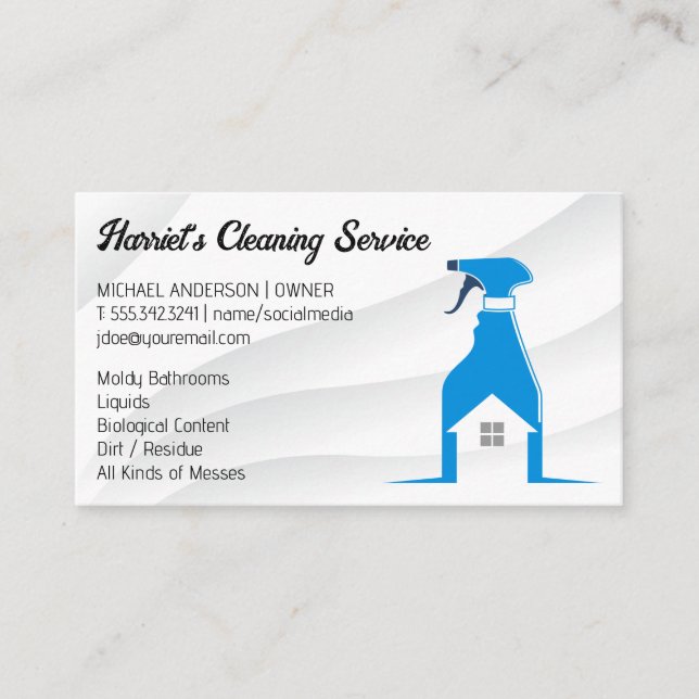 Carte De Visite Service de nettoyage | Logo de la servante de bout (Devant)