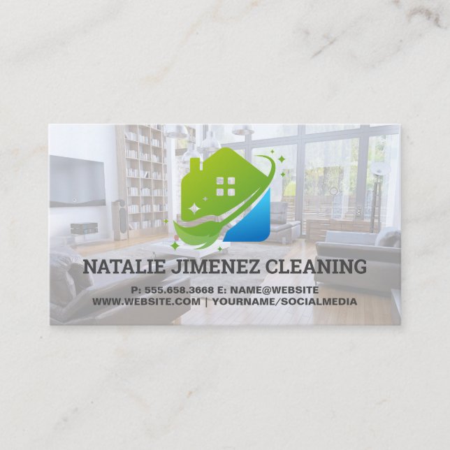 Carte De Visite Service de nettoyage | Logo de l'éditeur de la ser (Devant)