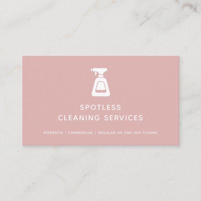 Carte De Visite Service de nettoyage Maid Dusty Pink Spray bouteil (Devant)