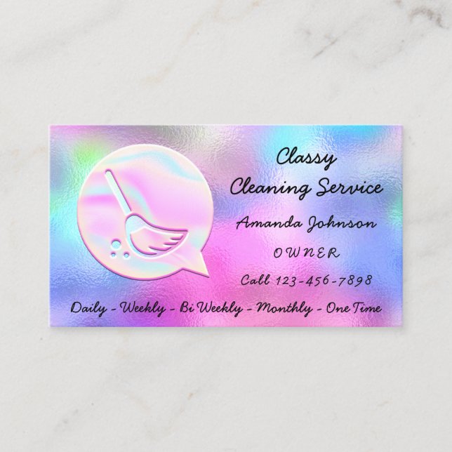 Carte De Visite Service de nettoyage Maid Home Groom Logo rose QR  (Devant)