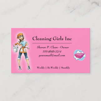 Carte De Visite Service De Nettoyage Maison Fille Carton Rose
