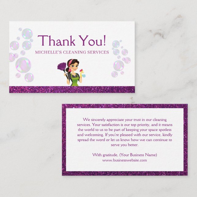 Carte De Visite Service de nettoyage Merci d'étincelle domestique (Devant / Derrière)