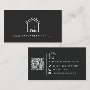 Carte De Visite Service de nettoyage minimaliste CODE QR Marque
