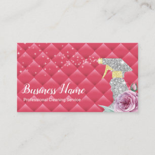 Carte De Visite Service De Nettoyage Moderne Spray Argent Luxe Ros